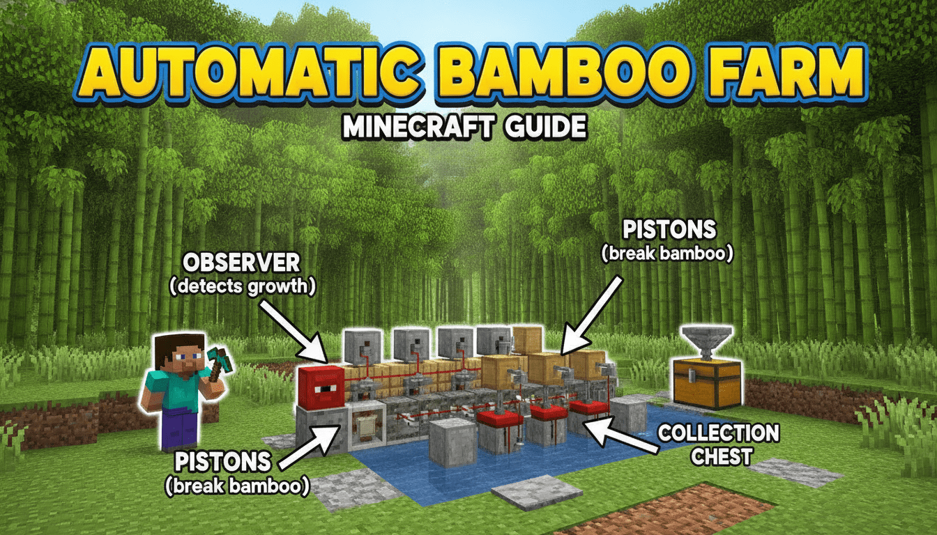 How to build an automatic bamboo farm in Minecraft