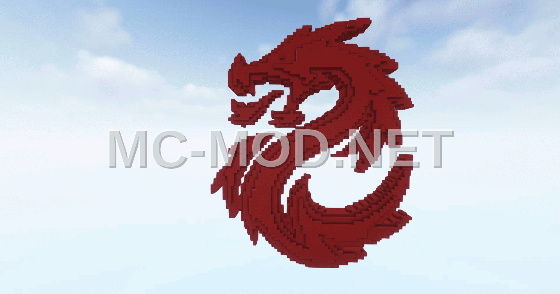 3D Red Dragon Statue Sculpture