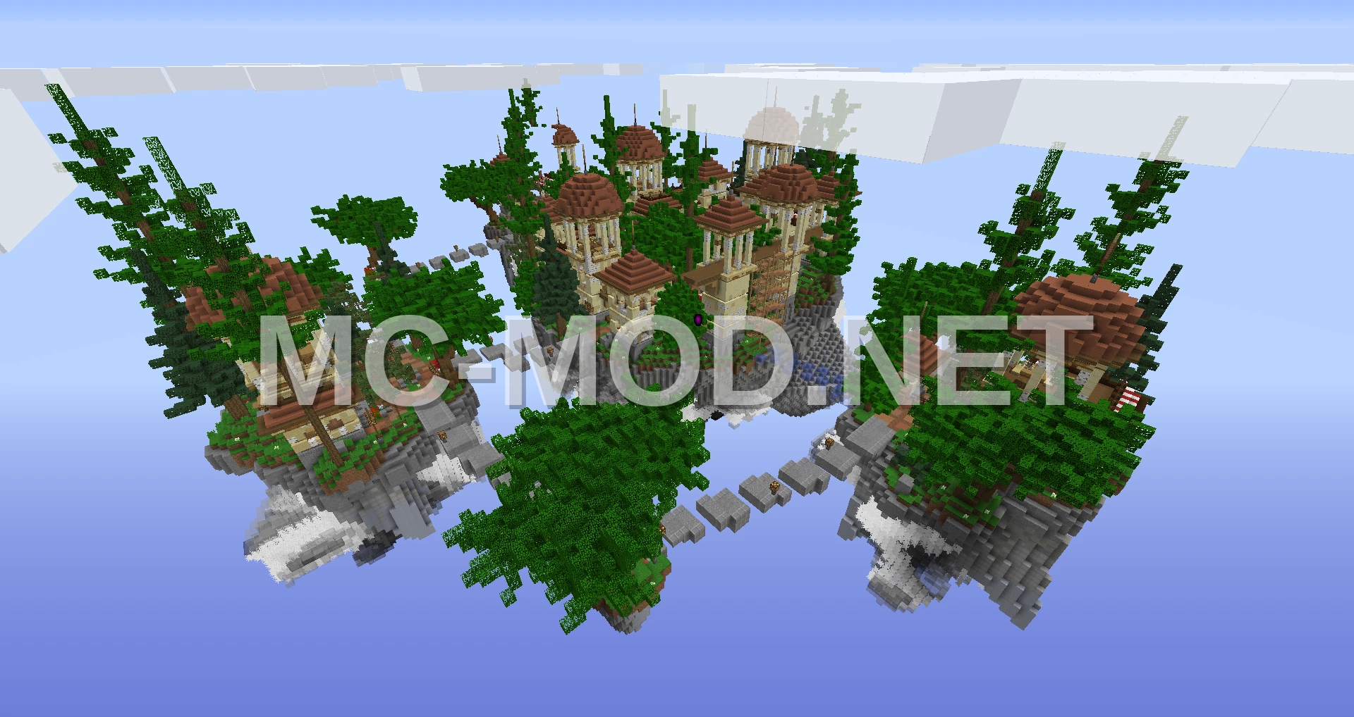Island Spawn Point with Towers and Cafes