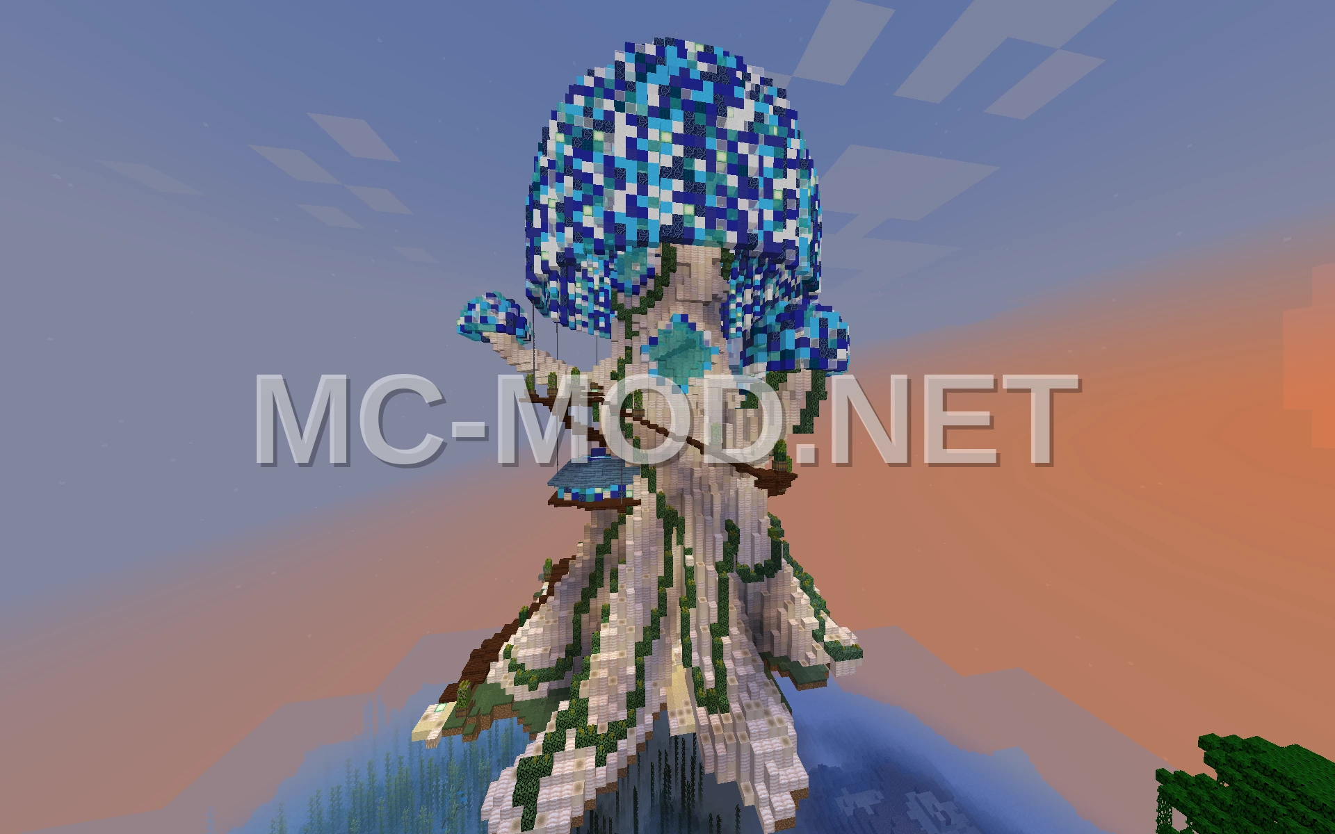 Large Blue Mushroom House
