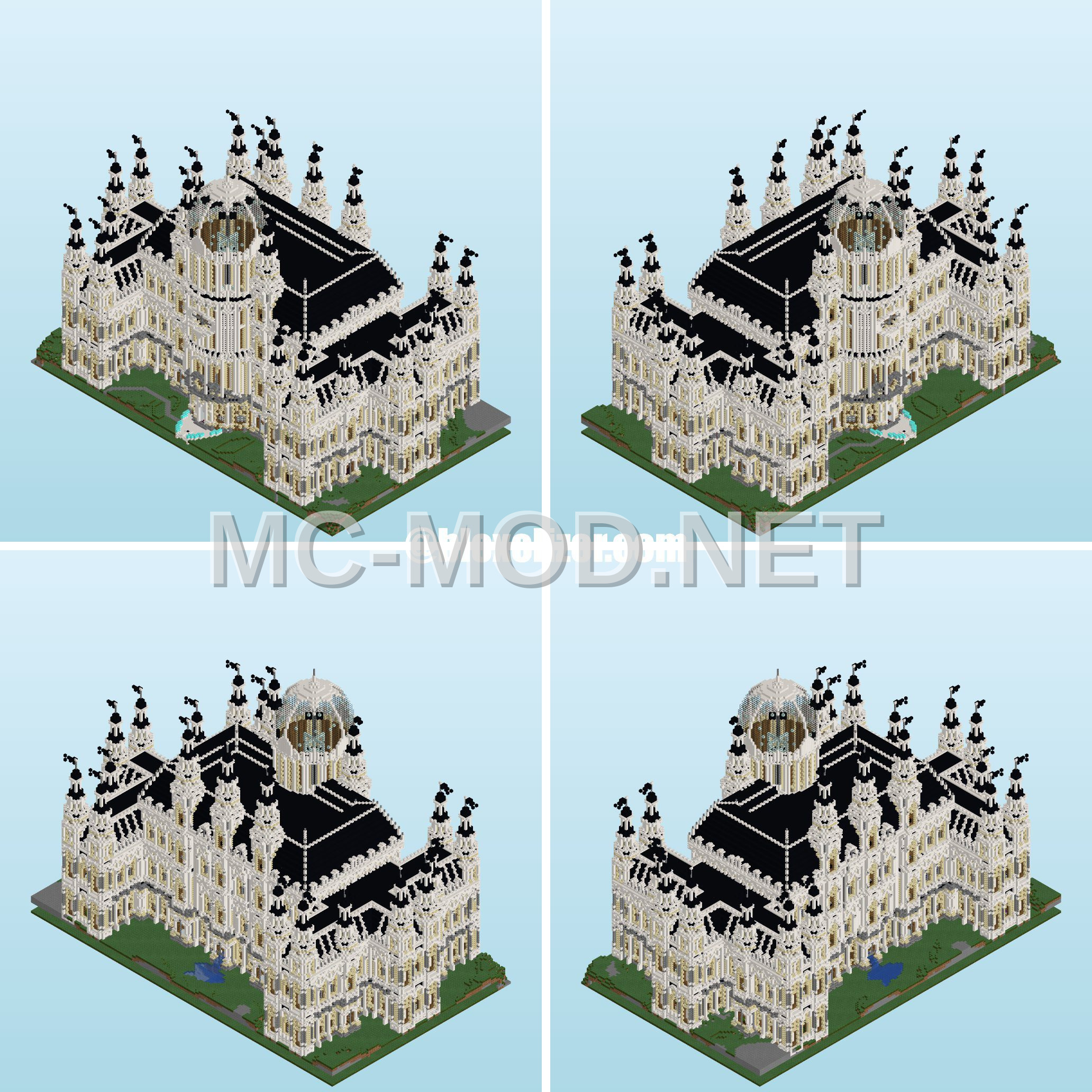Grand Medieval Castle with Black Concrete Walls