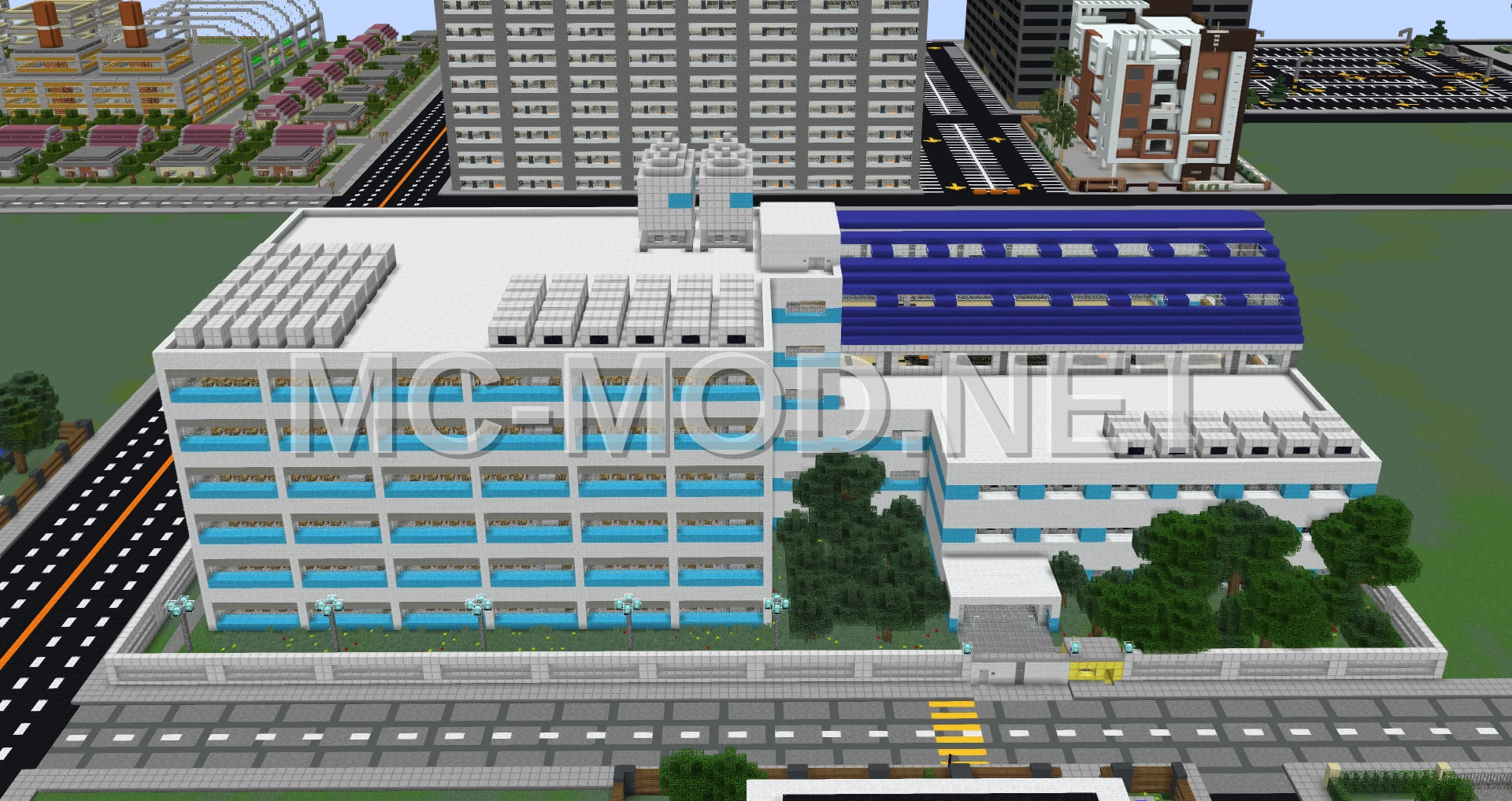 Minecraftia Elementary School Blue and White Campus