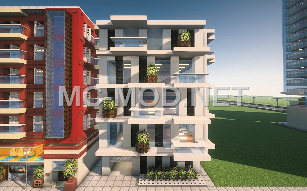 Modern White City Apartment Building