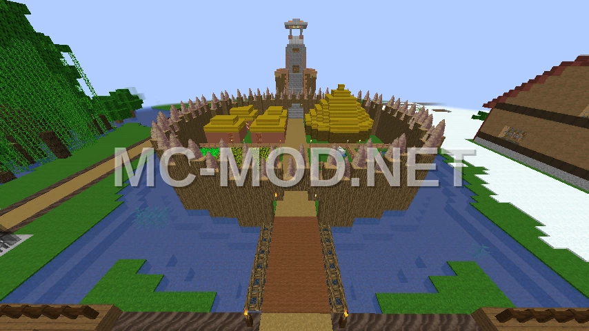 Native American Village with Watchtower