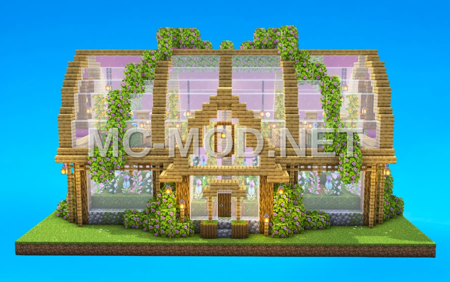 Symmetrical Oak and Glass Botanical Greenhouse