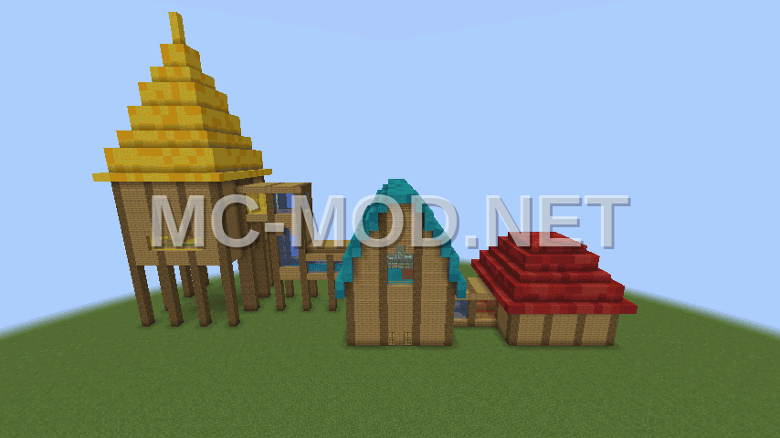 Three Connected House Structures