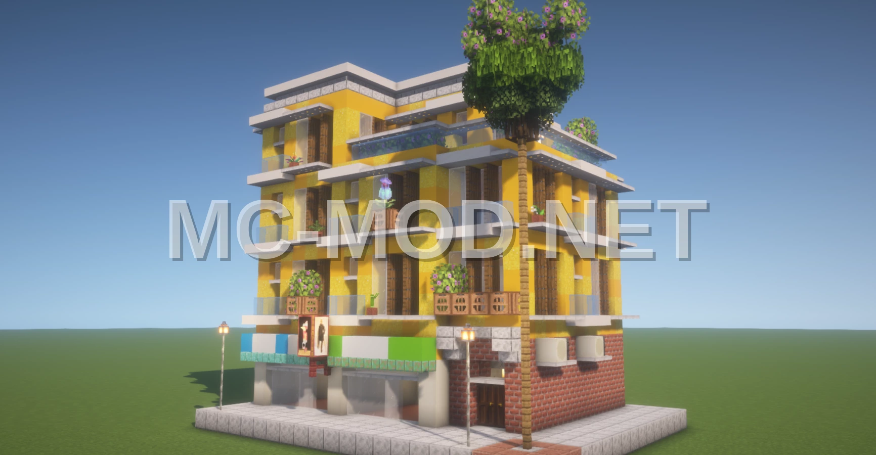 Vibrant Yellow Modern Apartment Building