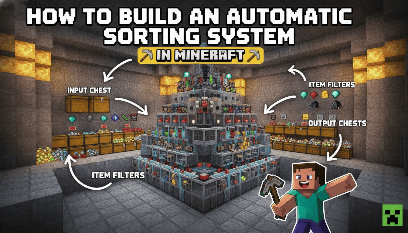How to build a functional automatic sorting system in Minecraft