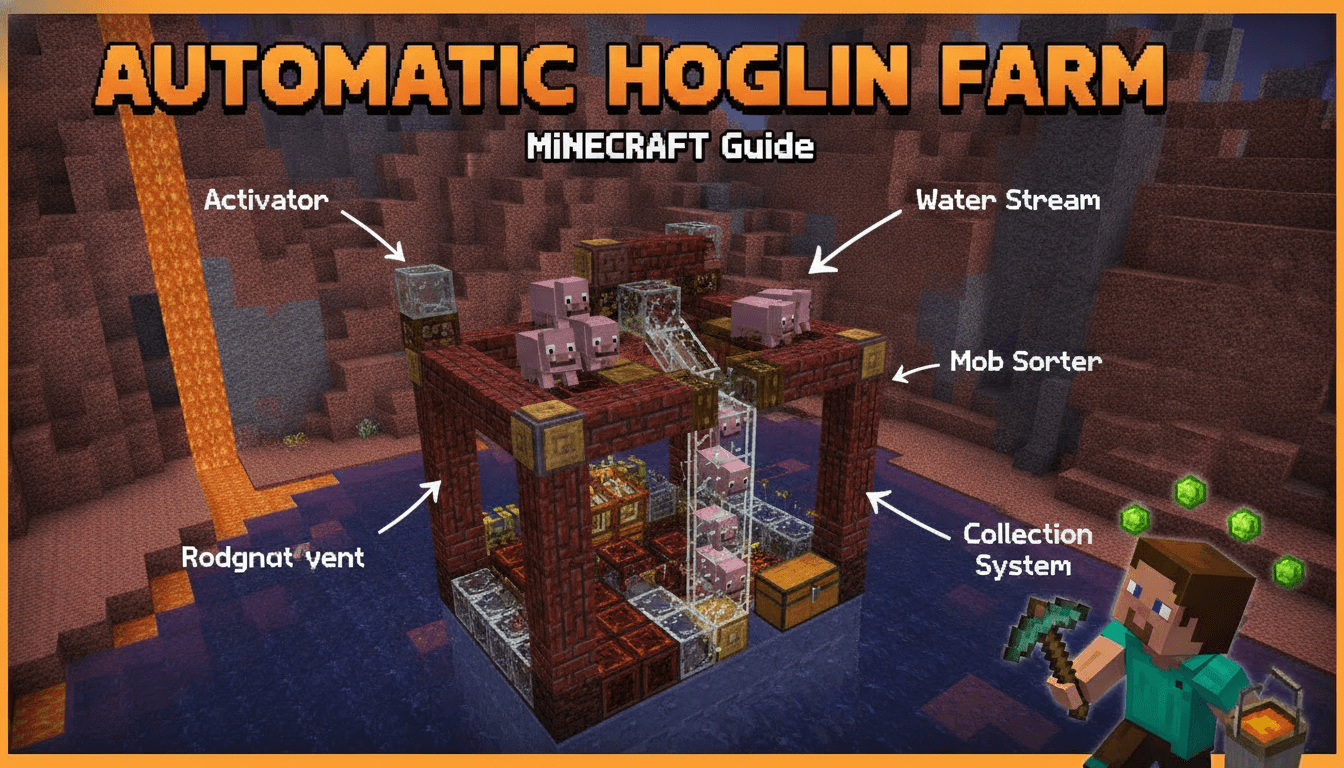 How to build an automatic hoglin farm in Minecraft