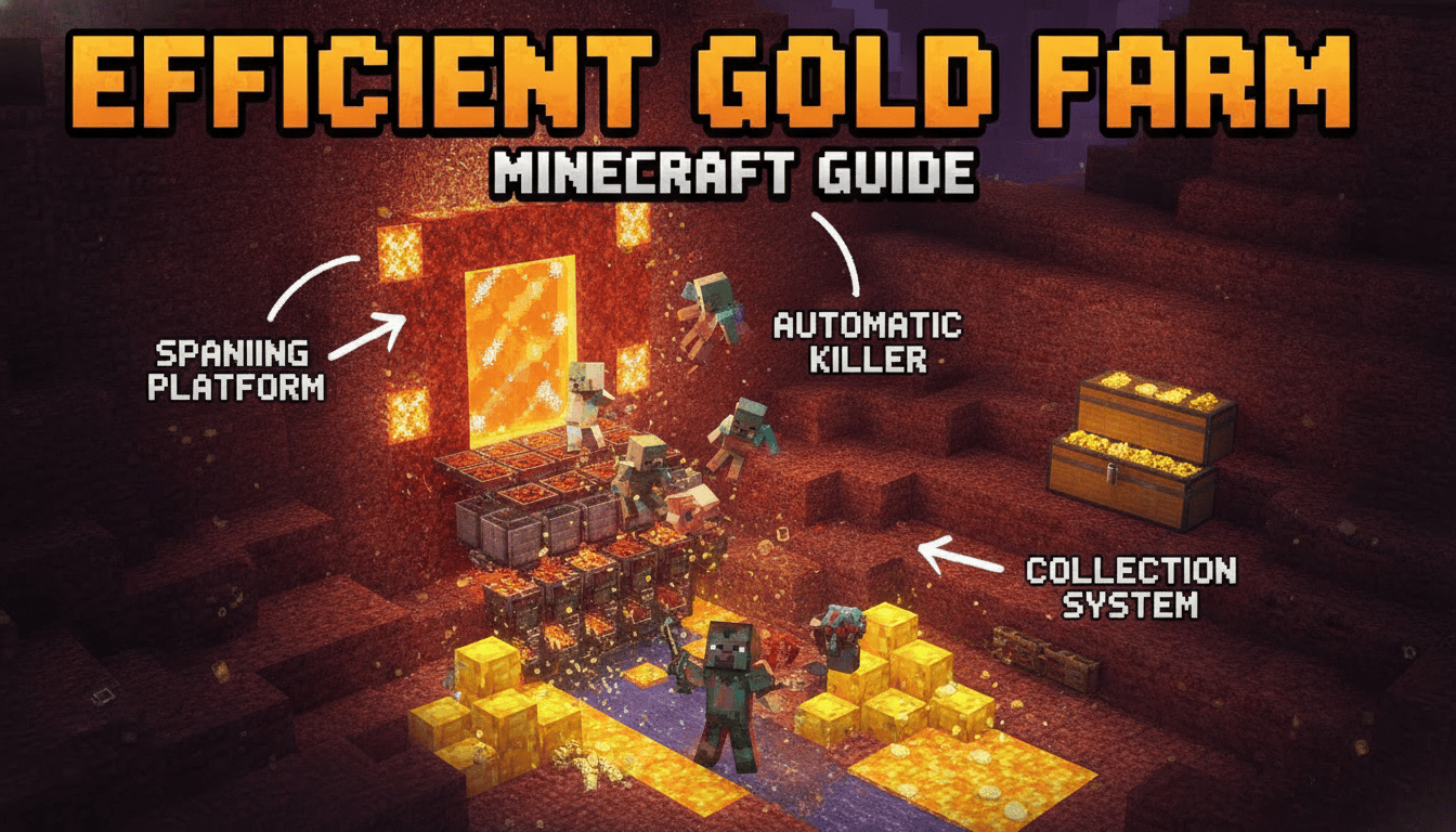 How to build an efficient gold farm in Minecraft