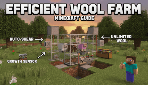 How to build an efficient sheep farm for wool in Minecraft