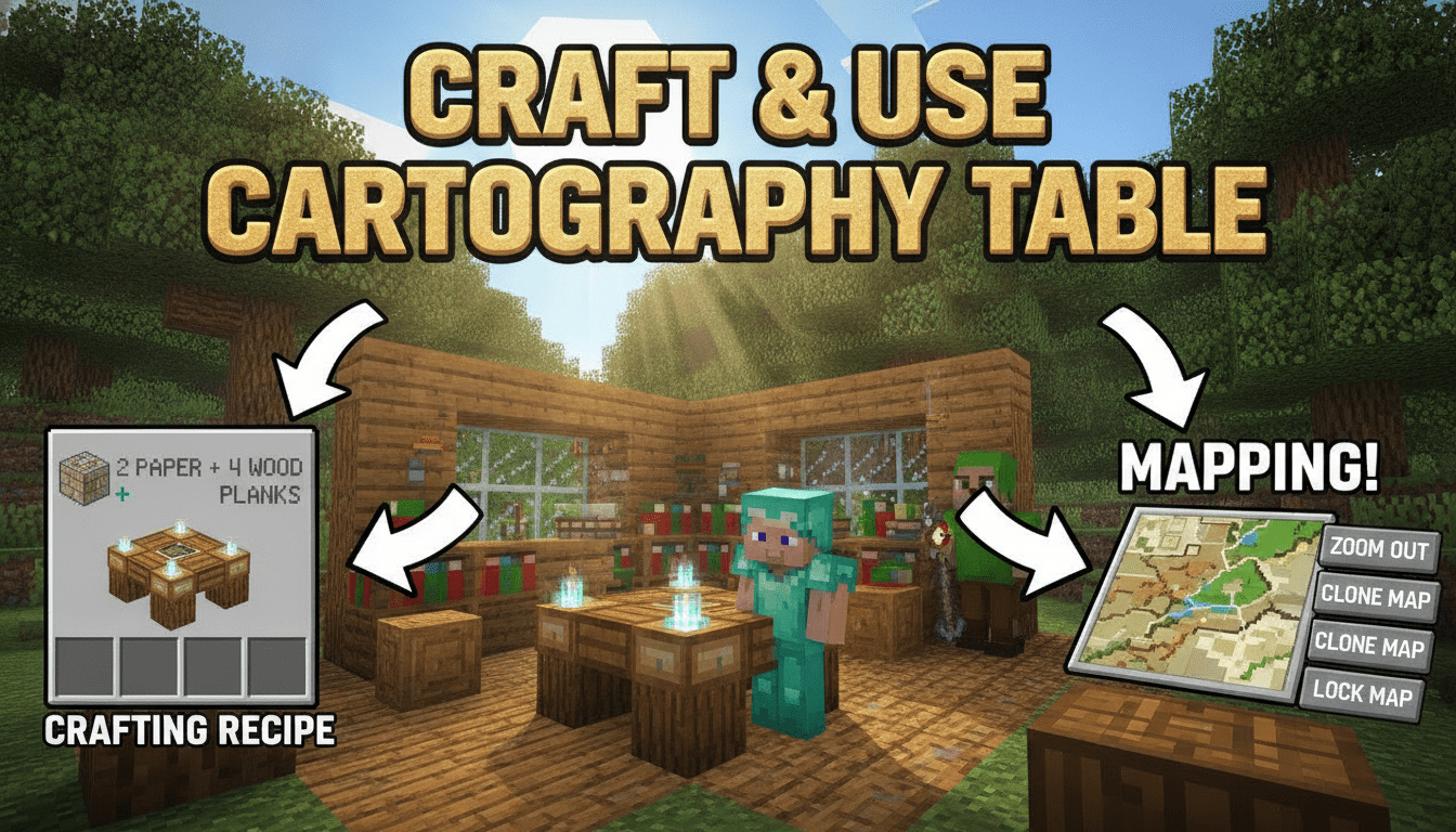 How to craft and use a Cartography Table in Minecraft