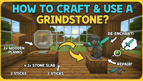 How to craft and use a grindstone in Minecraft