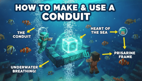 How to make and use a conduit in Minecraft