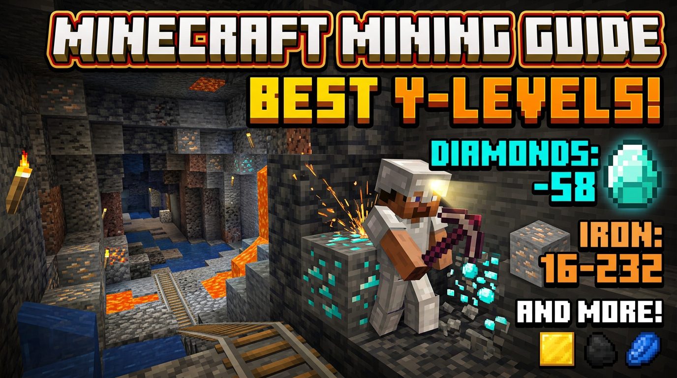 Minecraft Mining Guide: Best Y-Levels for Diamonds, Iron, an
