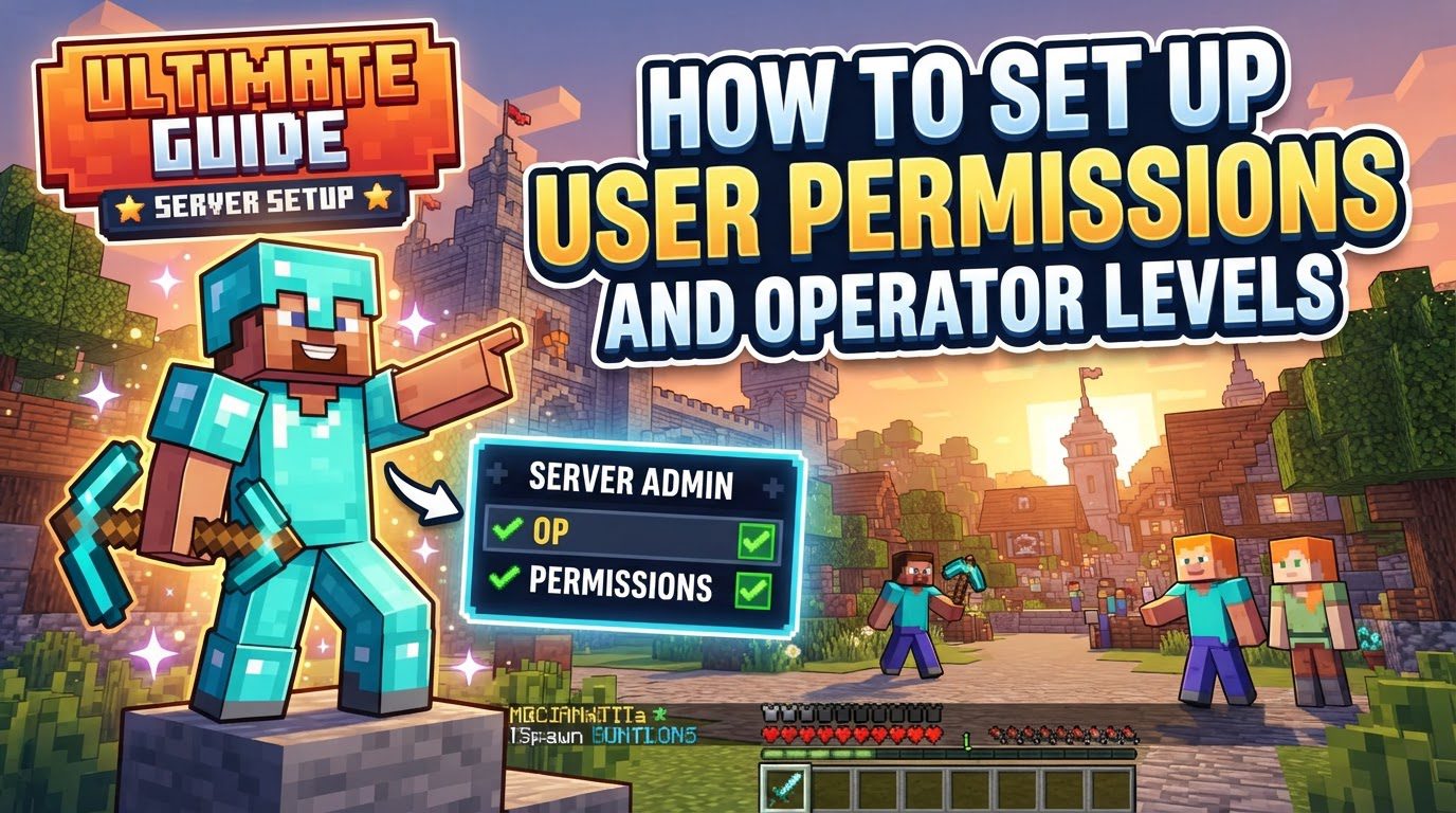 How to set up user permissions and operator levels on a server