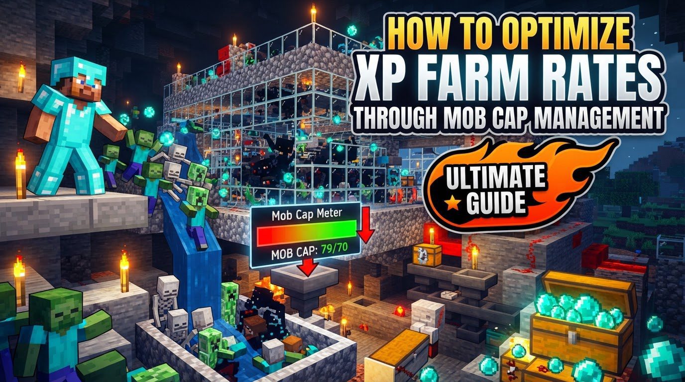 How to optimize XP farm rates through mob cap management