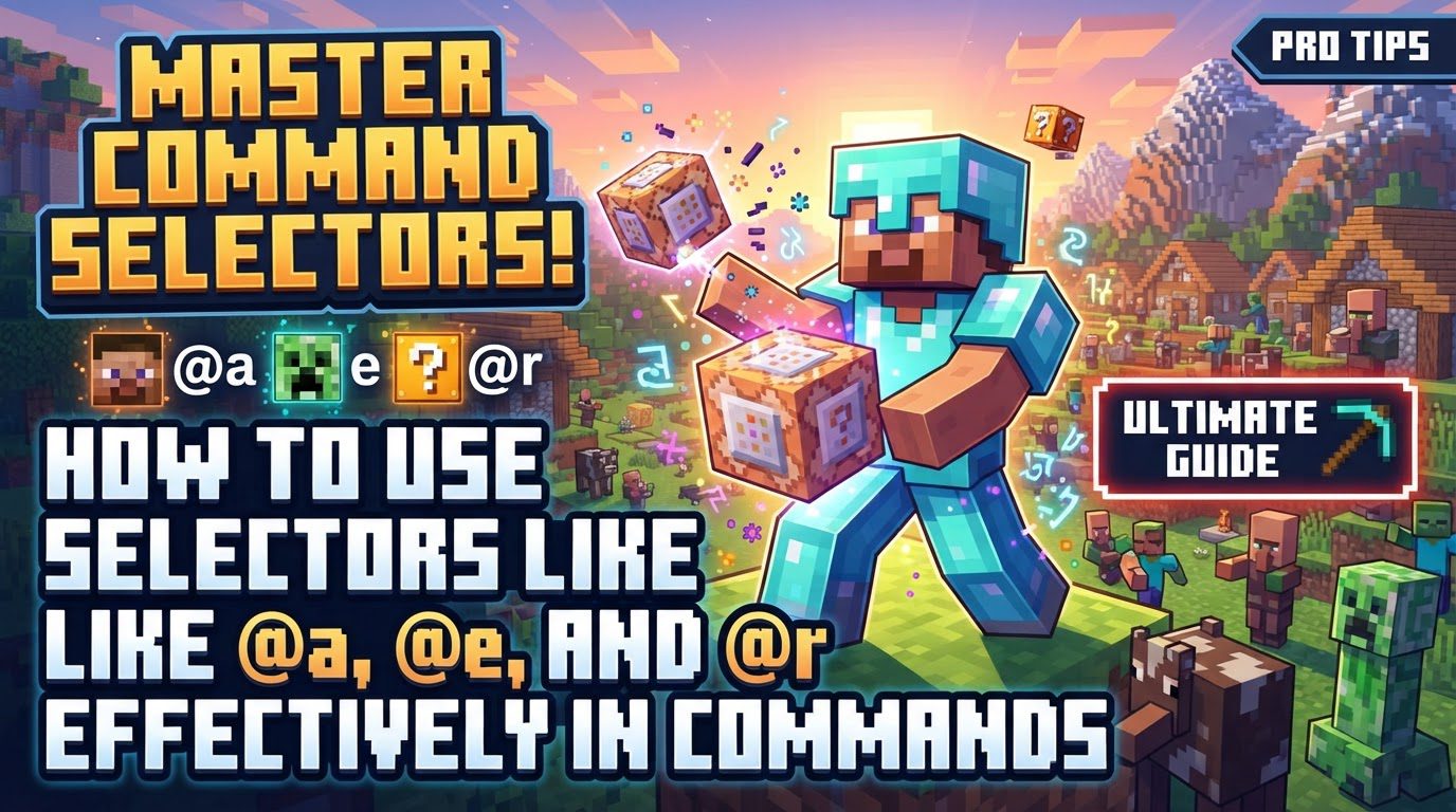 use selectors like @a, @e, and @r effectively in commands in Minecraft