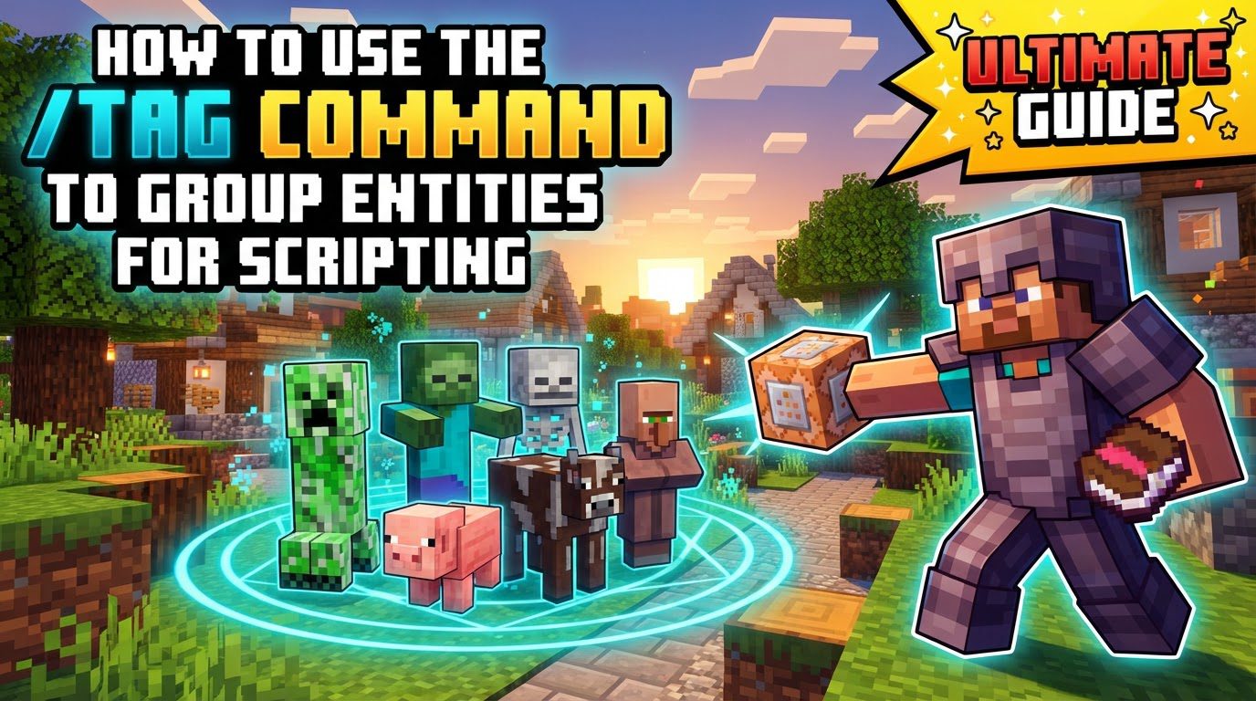 use the /tag command to group entities for scripting in Minecraft