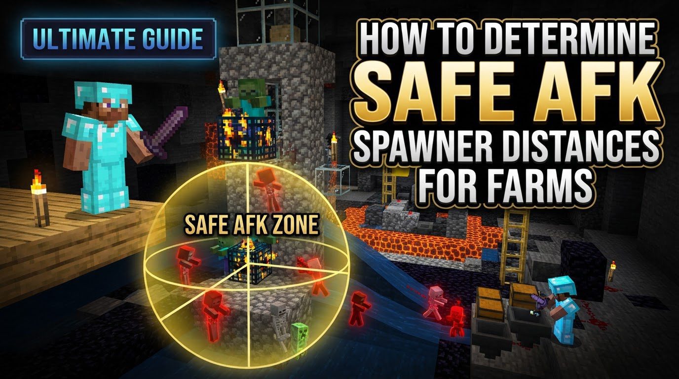determine safe AFK spawner distances for farms in Minecraft