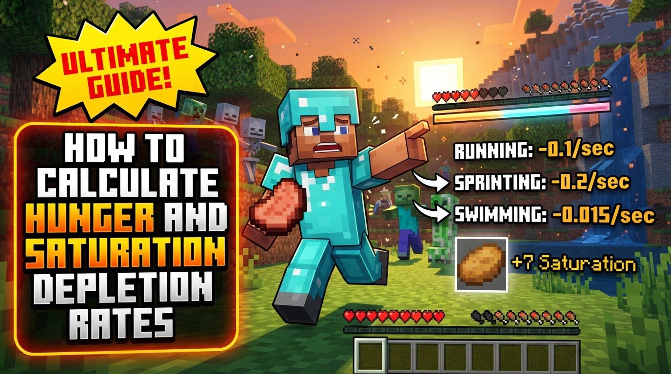 calculate hunger and saturation depletion rates in Minecraft