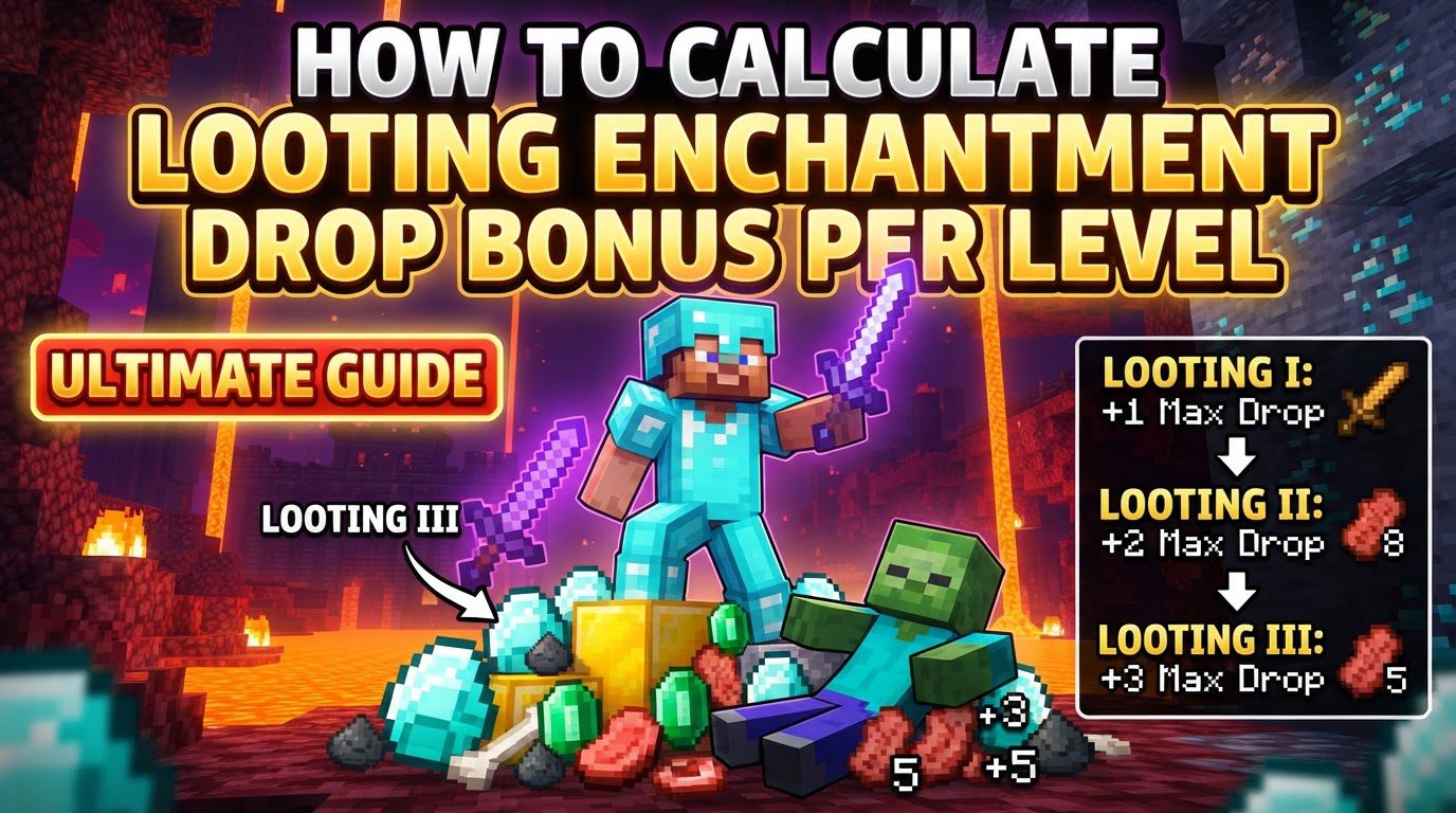 calculate looting enchantment drop bonus per level in Minecraft