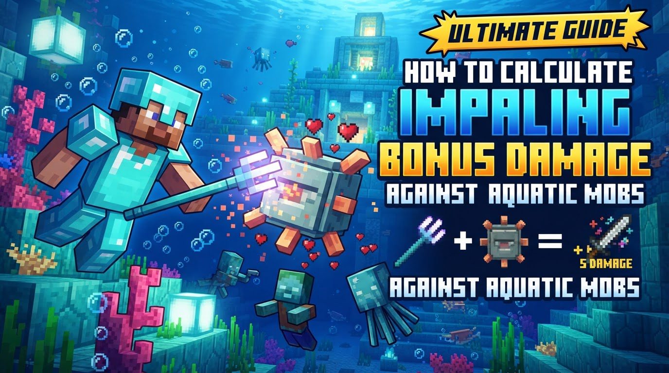 calculate impaling bonus damage against aquatic mobs in Minecraft