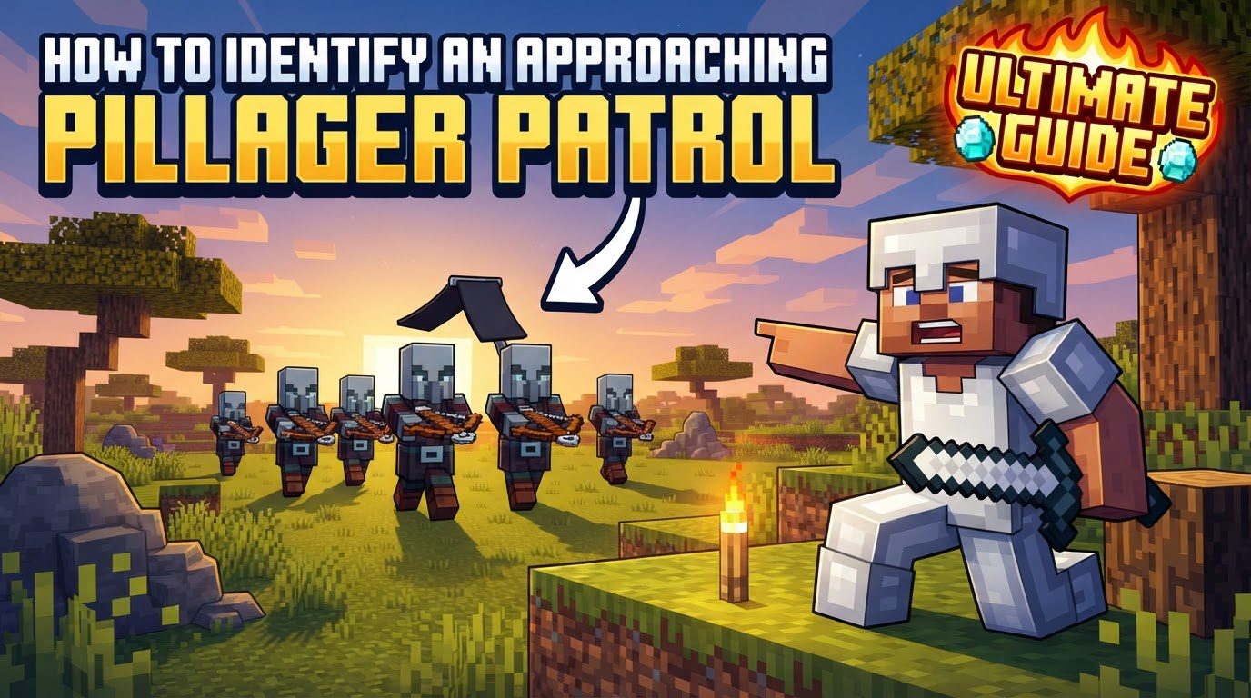 identify an approaching pillager patrol in Minecraft