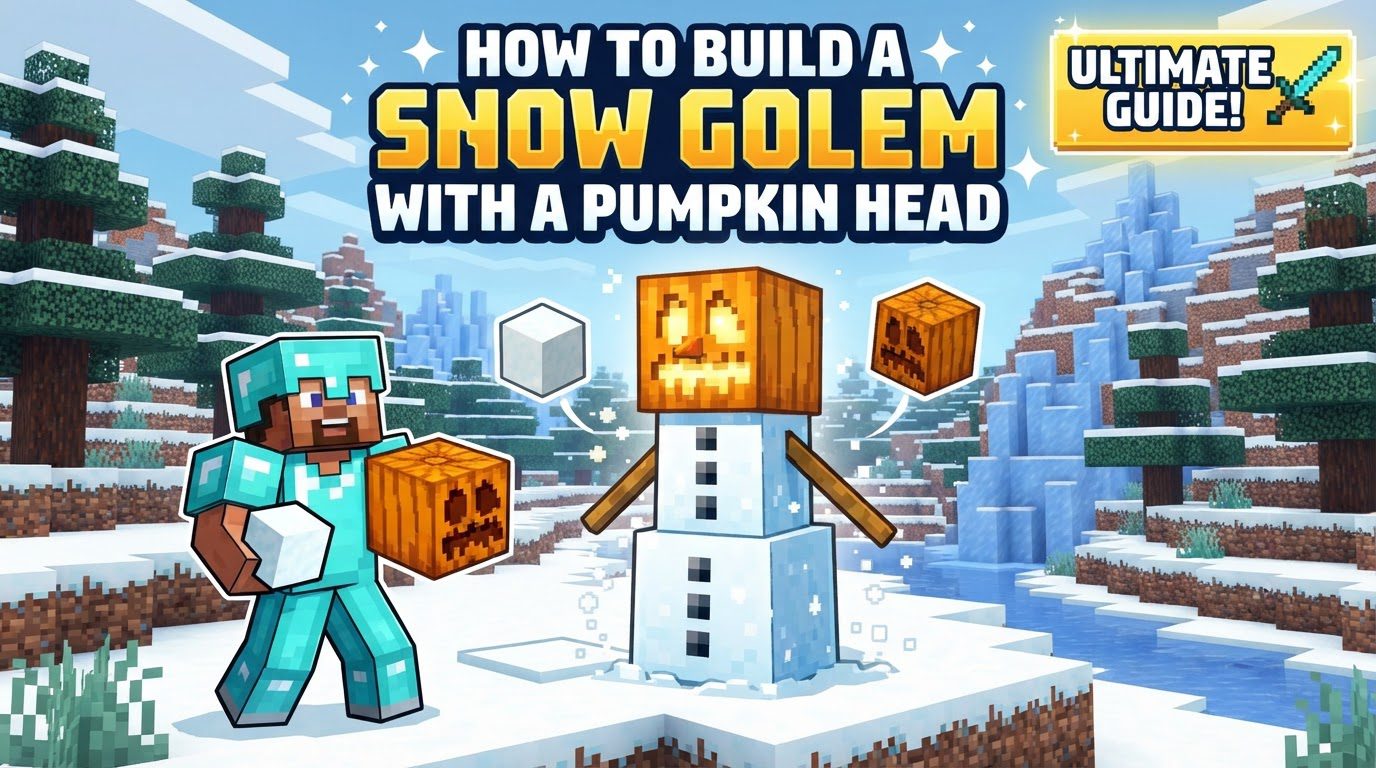 build a snow golem with a pumpkin head in Minecraft