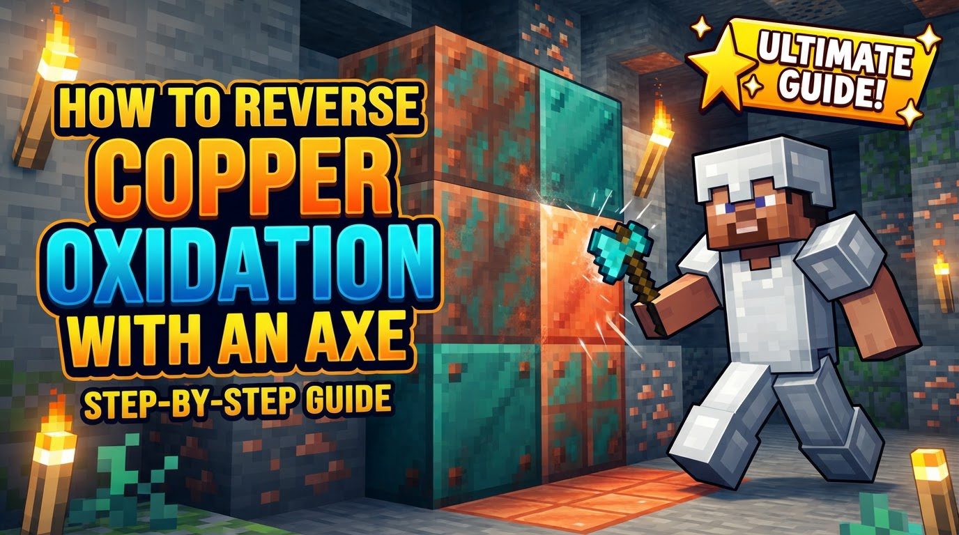 reverse copper oxidation with an axe in Minecraft