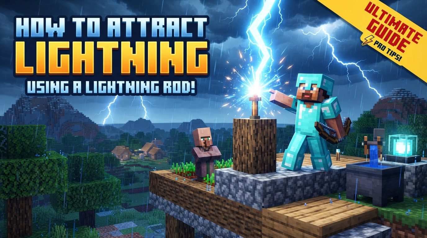 attract lightning using a lightning rod in Minecraft