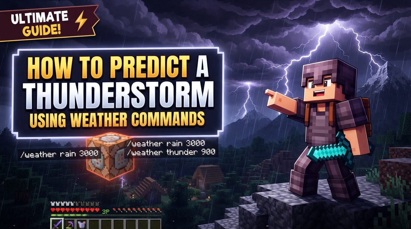 predict a thunderstorm using weather commands in Minecraft