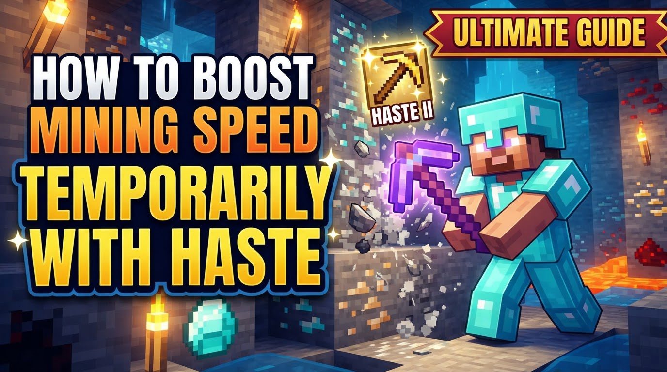 boost mining speed temporarily with haste in Minecraft