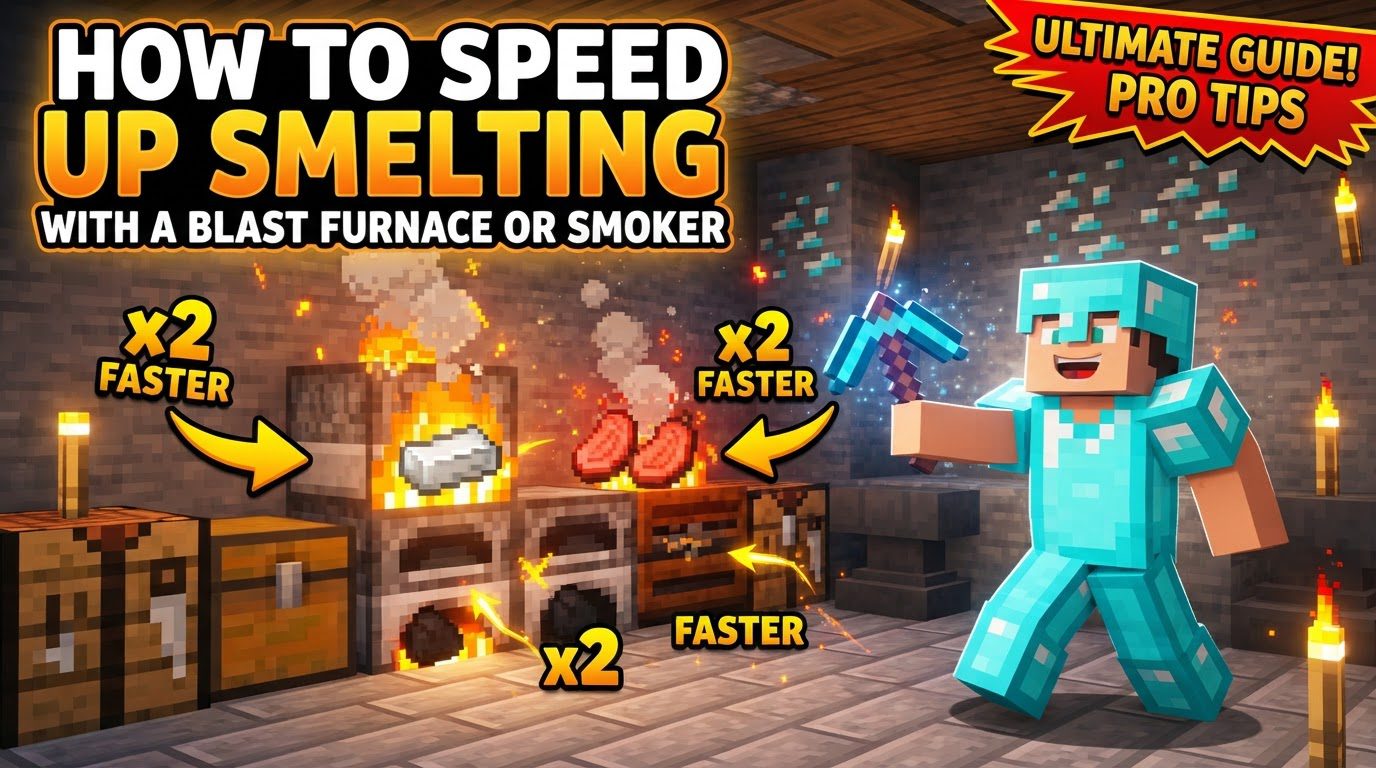 speed up smelting with a blast furnace or smoker in Minecraft