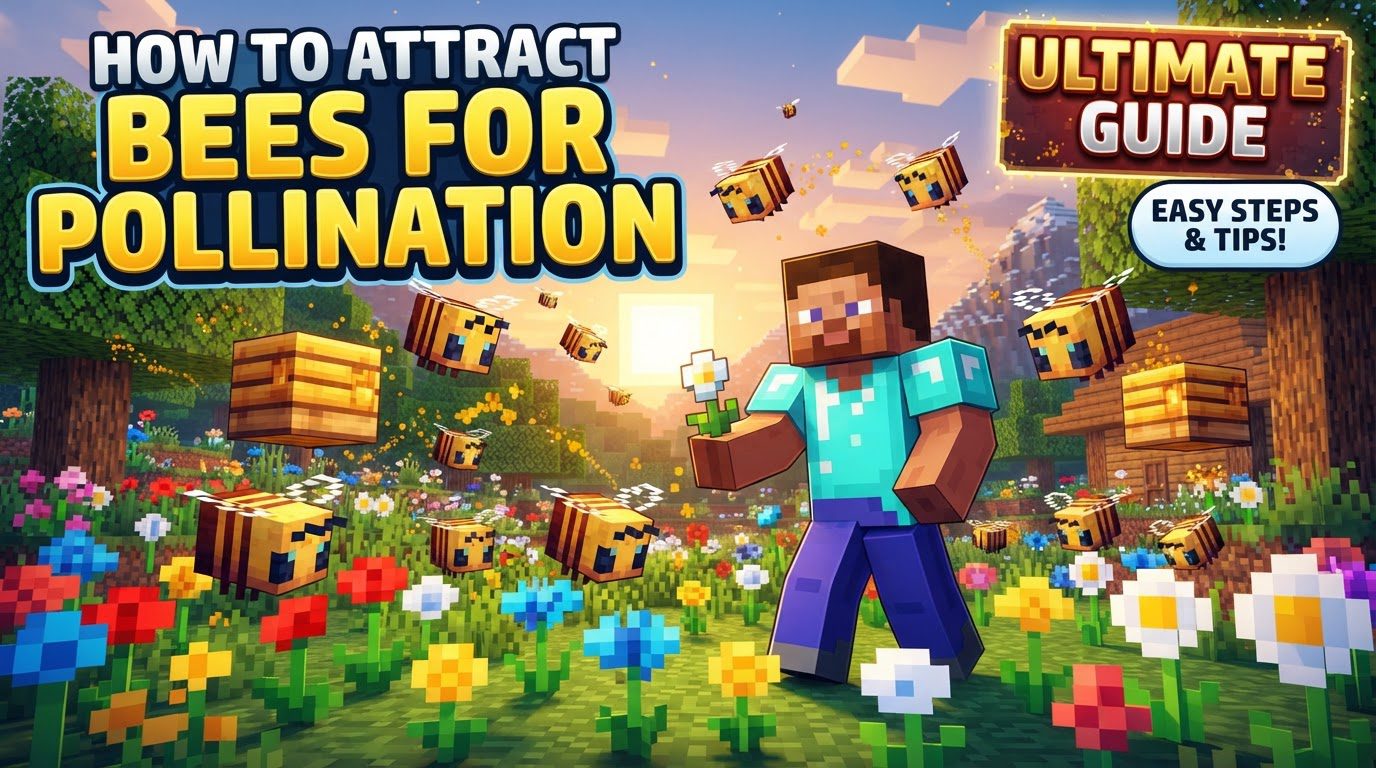 attract bees for pollination in Minecraft