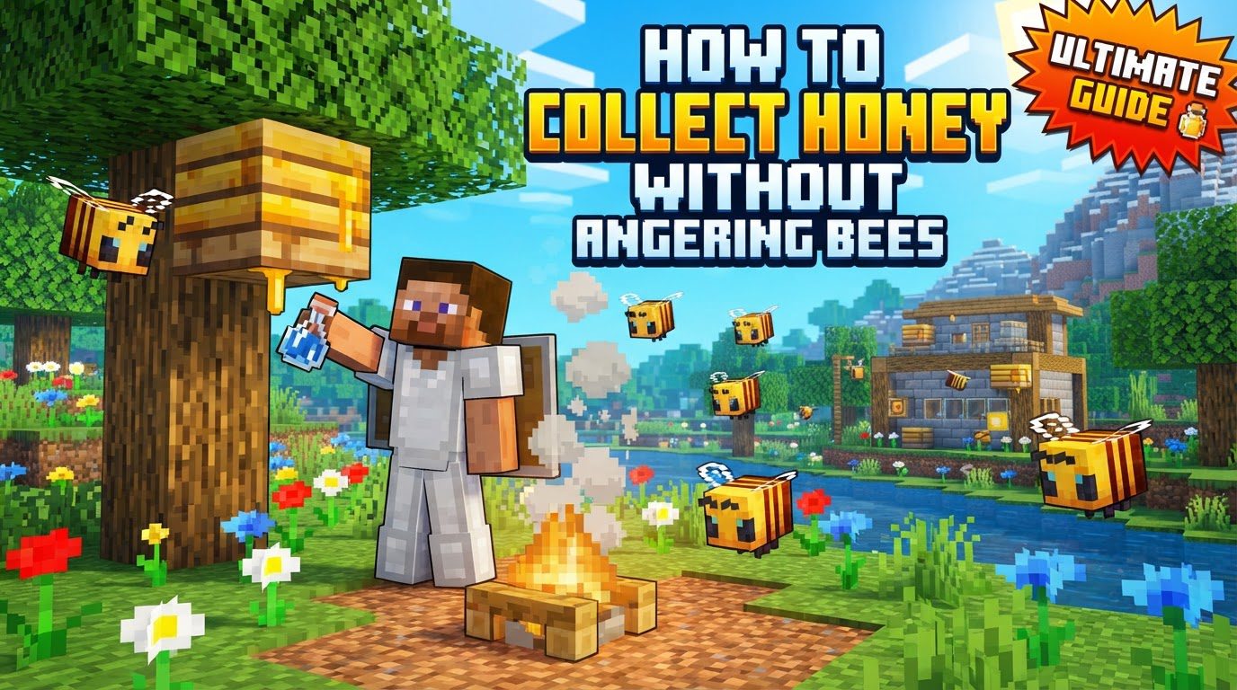 collect honey without angering bees in Minecraft