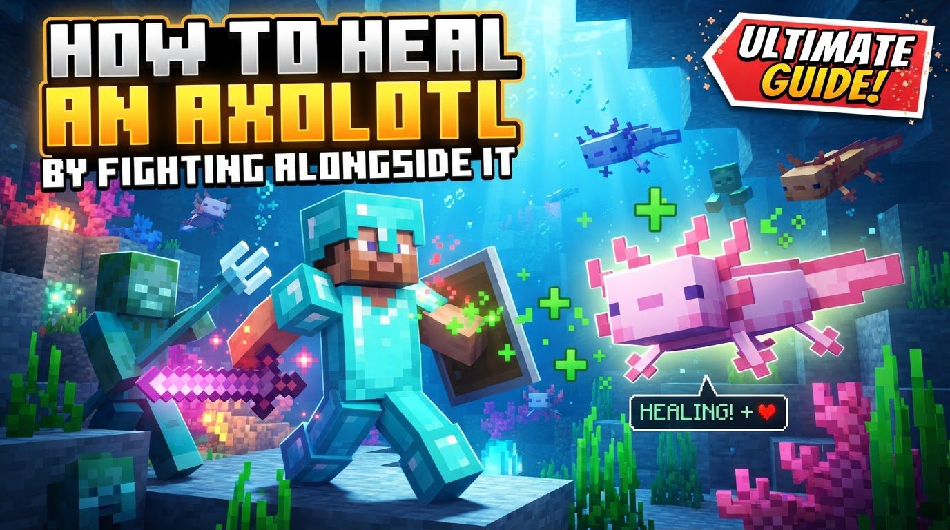 heal an axolotl by fighting alongside it in Minecraft