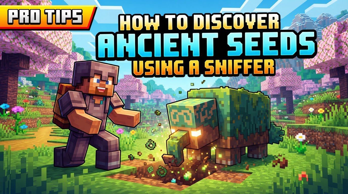 discover ancient seeds using a sniffer in Minecraft