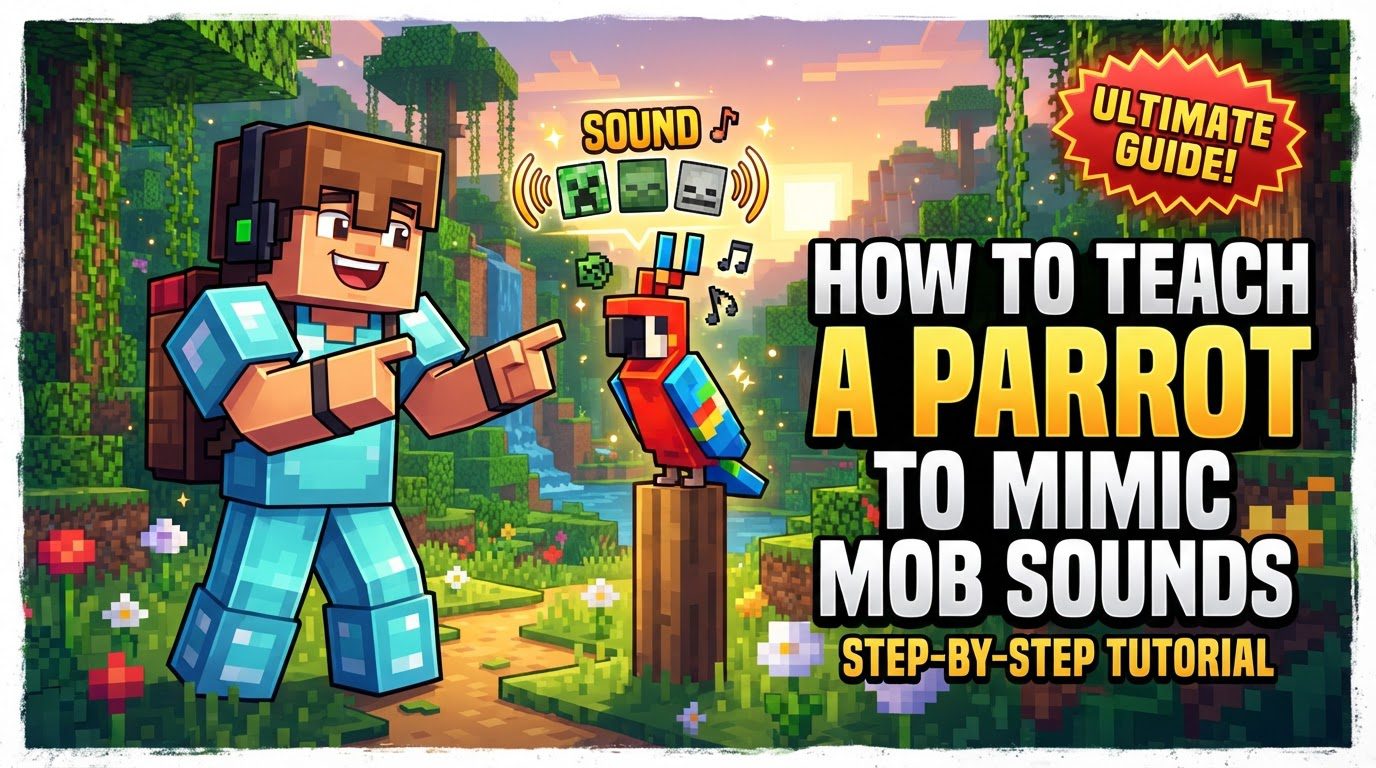 teach a parrot to mimic mob sounds in Minecraft