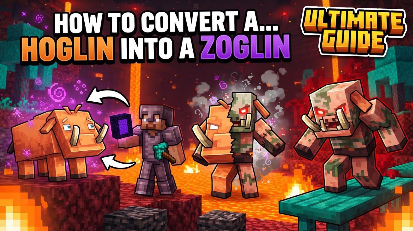 convert a hoglin into a zoglin in Minecraft