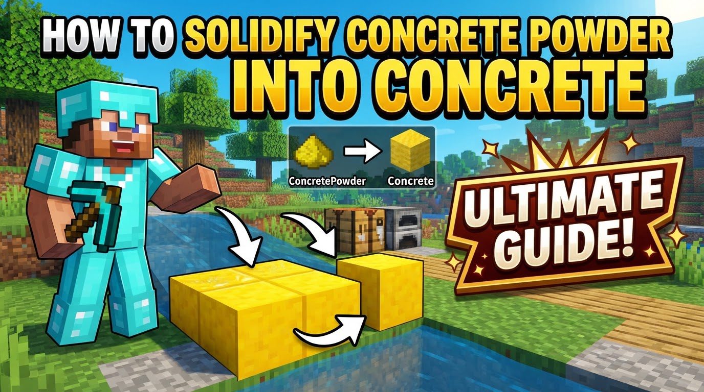 solidify concrete powder into concrete in Minecraft