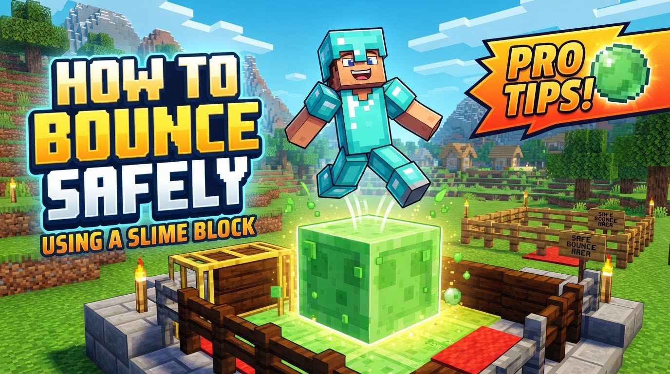 bounce safely using a slime block in Minecraft