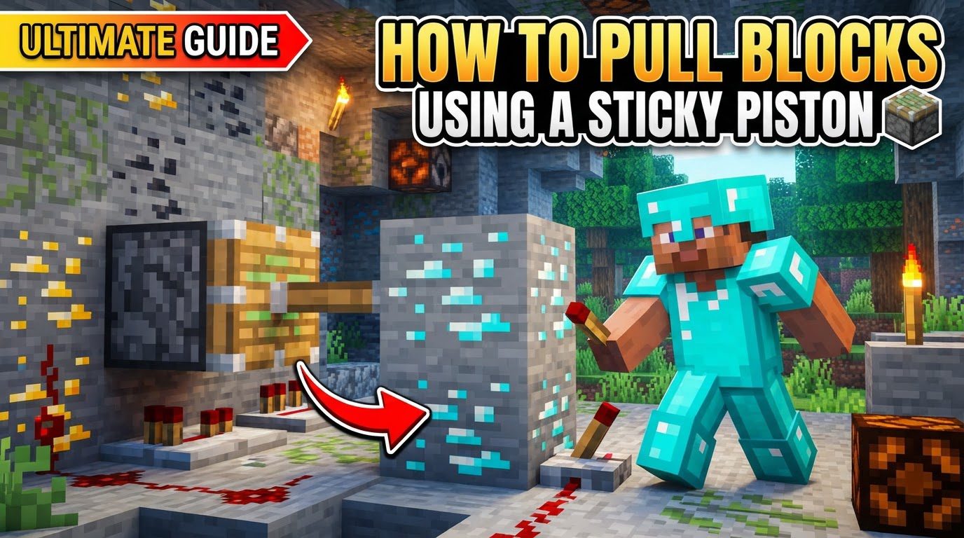 pull blocks using a sticky piston in Minecraft