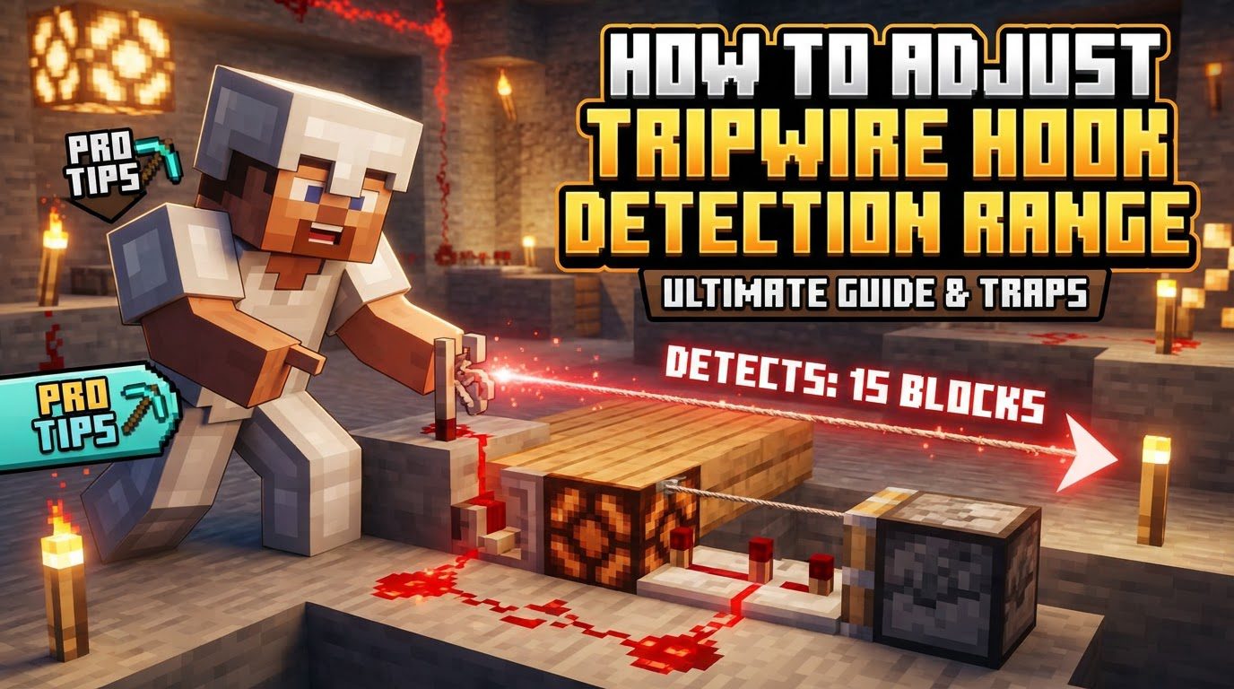 adjust tripwire hook detection range in Minecraft
