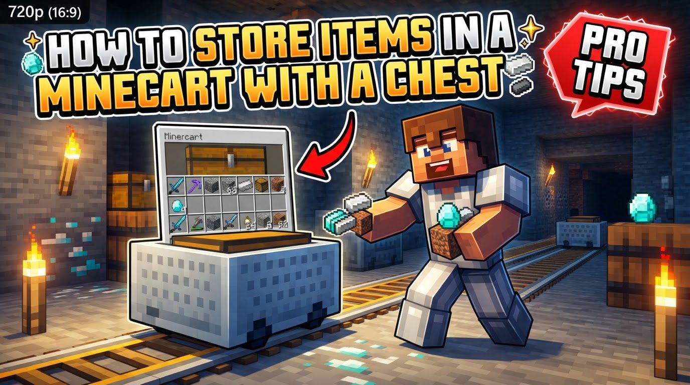 store items in a minecart with a chest in Minecraft