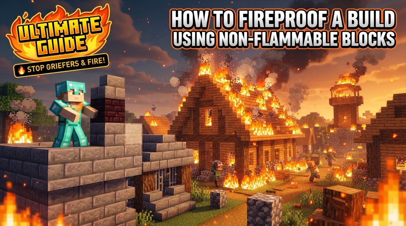 fireproof a build using non-flammable blocks in Minecraft