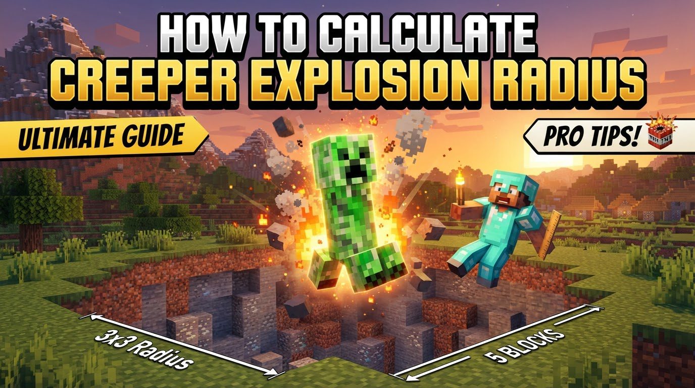calculate creeper explosion radius in Minecraft