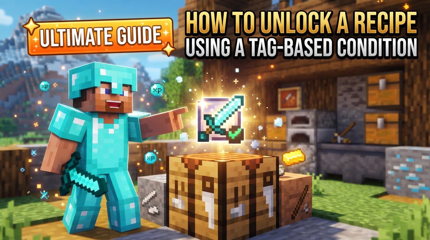 unlock a recipe using a tag-based condition in Minecraft