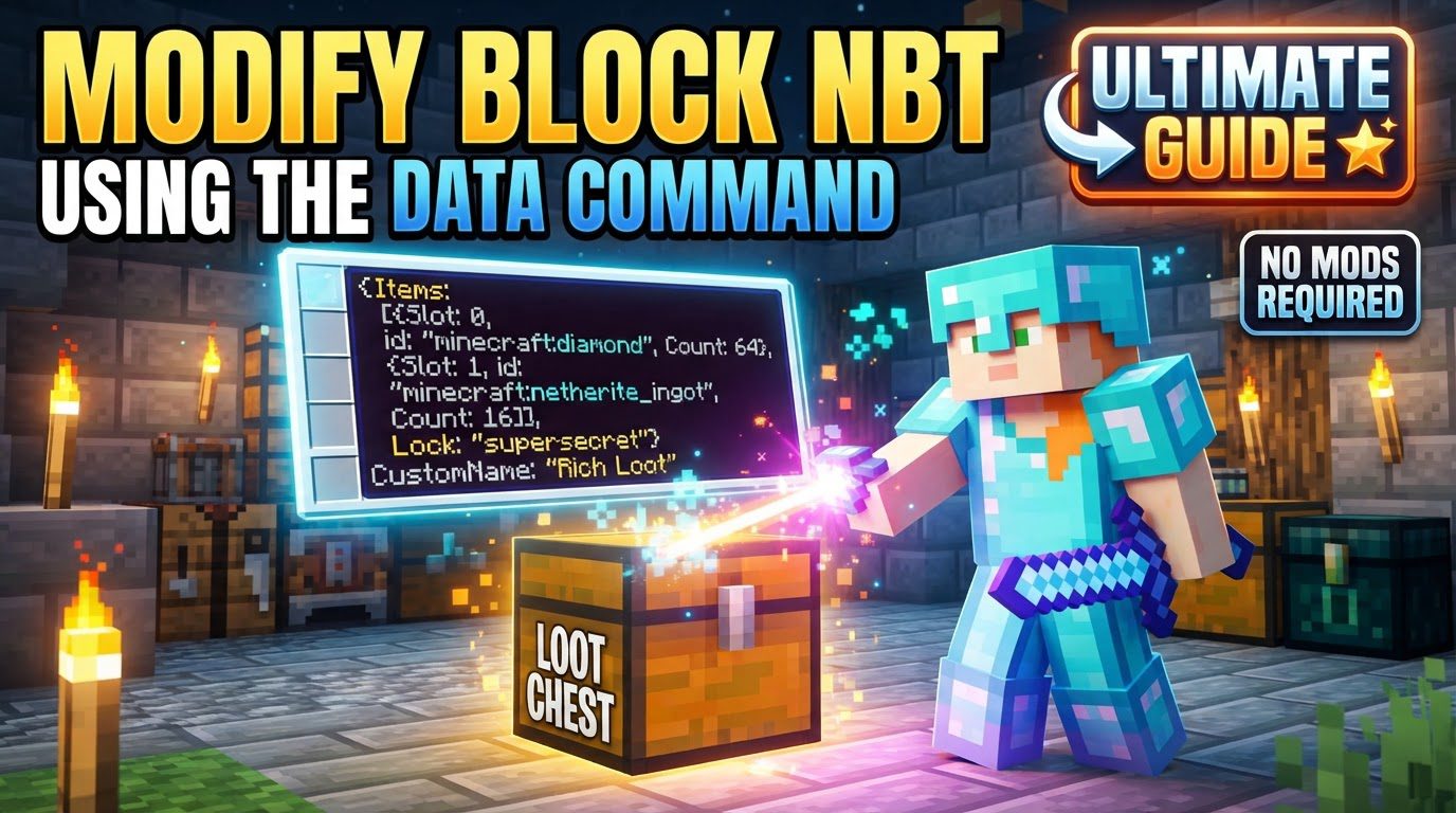 modify block entity NBT using the data command in Minecraft