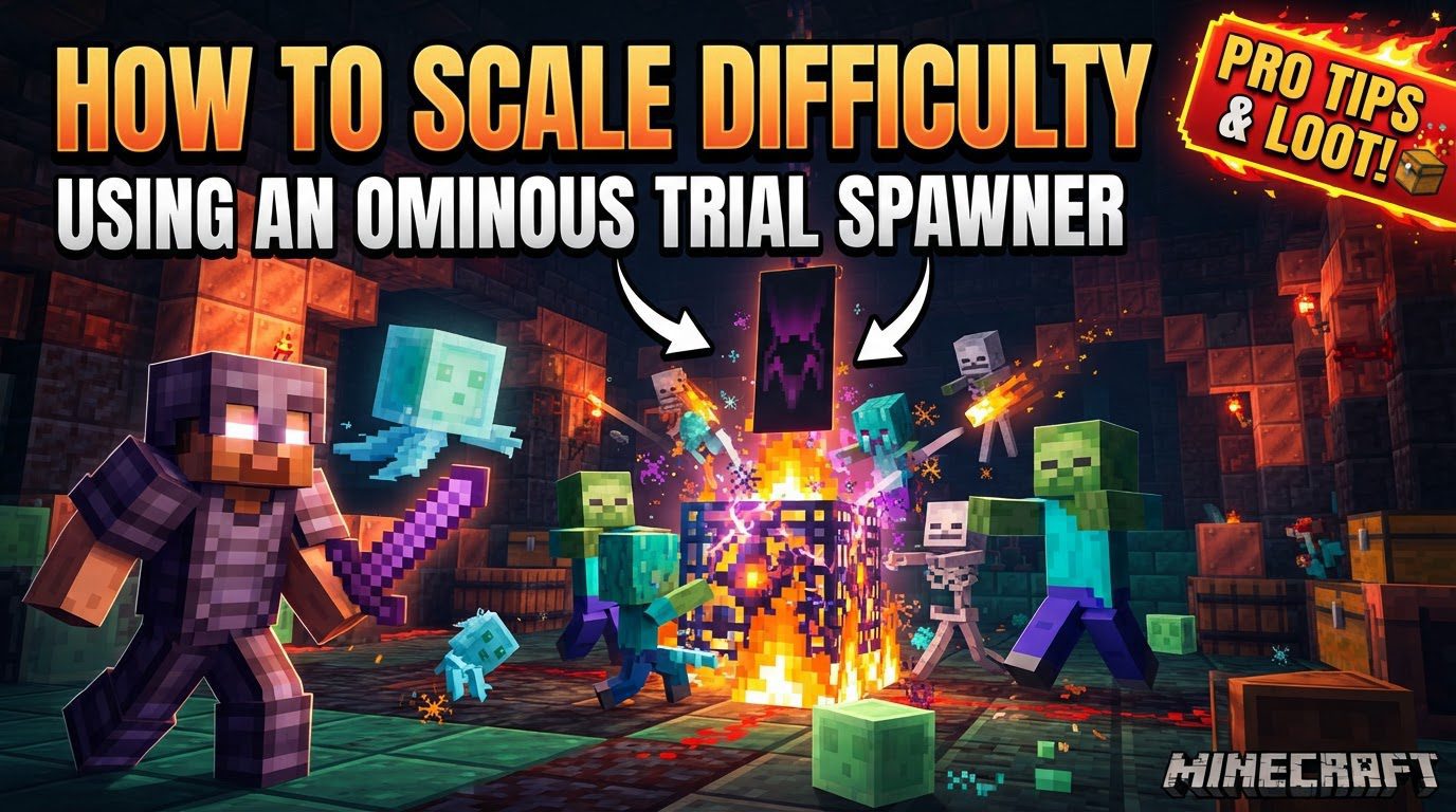 scale difficulty using an ominous trial spawner in Minecraft